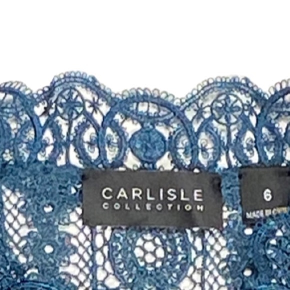 Carlisle Collection Lace Dress &  Slip Dress Set, Button Up, Deep Teal, GORGEOUS - Picture 9 of 16